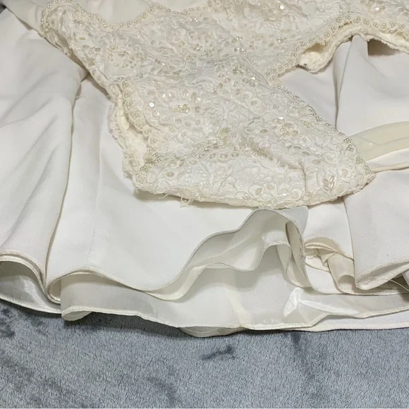 Vintage Wedding Empire Waist 9/10 Beaded BodiceRoundedCollar - Picture 10 of 15